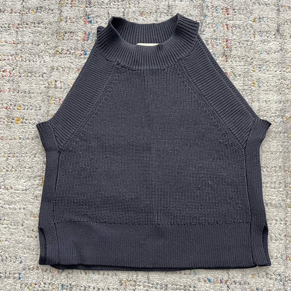 Wilfred Dusty Smoky Blue Ribbed Knit Top